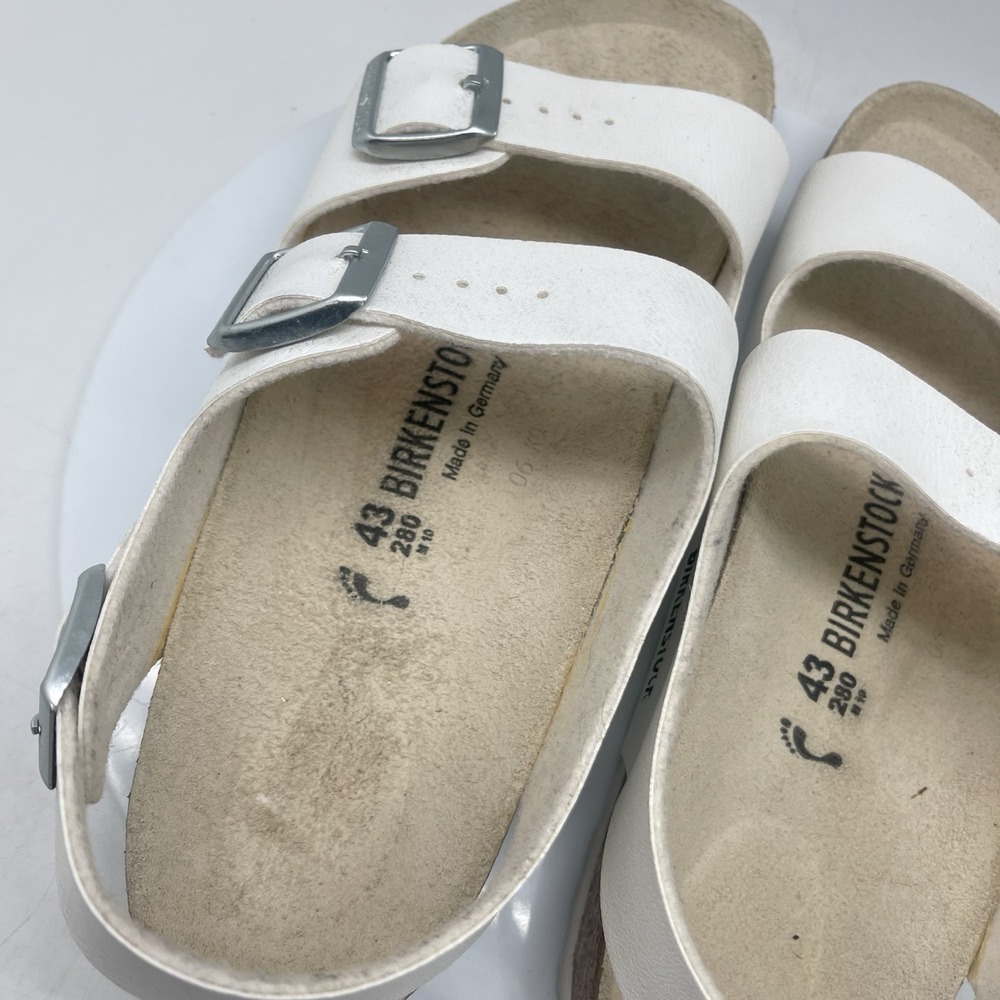 Birkenstock Milano Sandals Womens 12 Mens 10 EU 43 White Leather Comfort Shoes - Picture 6 of 11